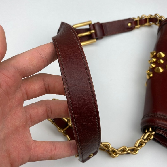 Miu Miu Y2K Burgundy Spike Studded Mini Bag - Picture 7 of 8